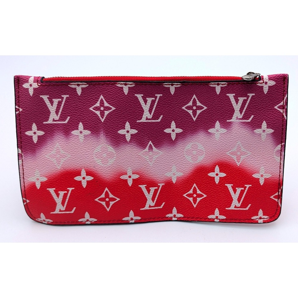 Louis Vuitton Escale Neverfull MM Pouch Pink Red Monogram Giant Wristlet Clutch